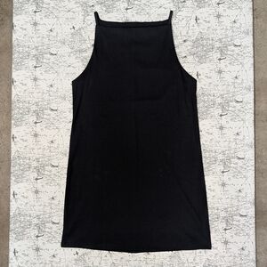 A New Day Black Ribbed High Neck Sleeveless Mini Dress Size Large